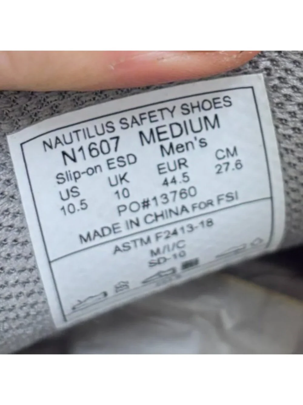 Nautilus Slip-On ESD Mens Size 10.5 White Leather Steel Toe Safety Work Shoes